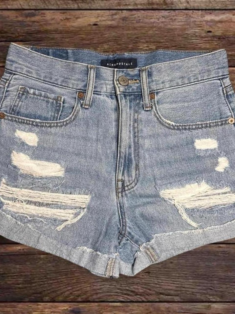 Aeropostale Light Blue Distressed Denim Jean Shorts